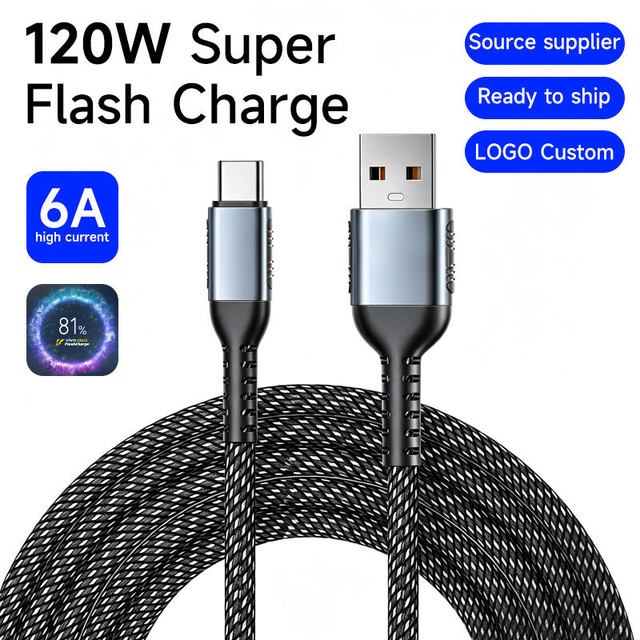TH-VISION USB-C C 100W PD 3A Fast Charging Braided Cable 1m Pure Copper Conductor with TPE Jacket for Mobile Phone