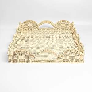 ถาดหวายทอมือเป็นมิตรกับสิ่งแวดล้อมหรูหราอุปกรณ์เสิร์ฟของตกแต่งบ้านที่หรูหราสำหรับการรับประทานอาหารเพื่อความบันเทิงเครื่องมือผักผลไม้ - Product Image 3