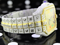 Totalmente helado y personalizado Hip Hop dos tonos reloj Baguettes doble tono automático Moissanite diamante busto abajo reloj