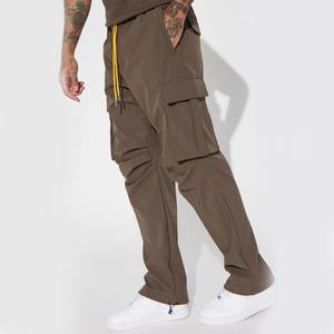 Pantalones Cargo de talla grande para hombre, Material de nailon marrón, de secado rápido, transpirables, rectos, a la venta, pantalones de chándal Acampanados para hombre - Product Image 2