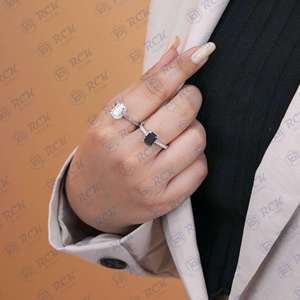 1.80 TCW Emerald Cut <b>Solitaire</b> Accents 925 <b>Silver</b> VVS Clarity Women's Moissanite <b>Ring</b> Wedding Fitting <b>Ring</b> - Product Image 2