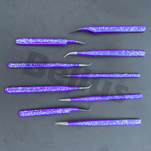 Pro Lash Angle Grip Tweezers Set Punta de microfibra 45 60 75 90 grados Herramientas de extensión de pestañas con logotipo personalizado para técnicos de pestañas - Product Image 2