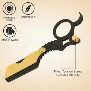 Maquinilla de afeitar de borde recto con logotipo personalizado Hoja de acero inoxidable para afeitado profesional de peluquero - Product Image 4