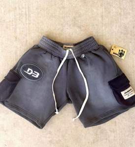 Pantalones cortos de malla de verano lavados con ácido unisex, nuevo diseño vintage, bolsillo de carga multicolor, ropa de calle estampada personalizada ecológica - Product Image 1