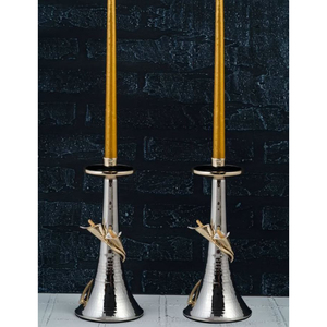 Attractive Metal Hammered Silverware <b>Candlestick</b> With Golden Sunflower Design Table Decorative Candle Holder for Hotel Supplies - Product Image 2