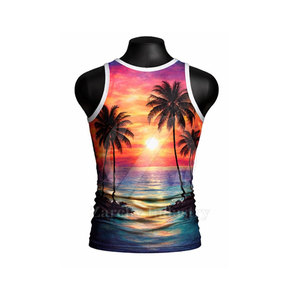 Camiseta sin mangas de sublimación para hombre, tejida, transpirable, de ajuste holgado, para gimnasio y fitness, de alta calidad, ¡la más vendida! - Product Image 5