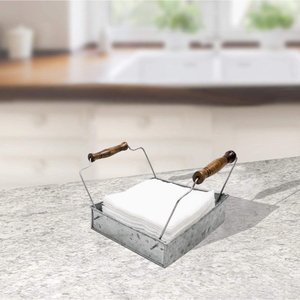 Metal Napkin Holder With Unique Design Galvanized With Wood Handle Napkin Holder Home and Kitchen Hotel Restaurant Decorative - Product Image 2