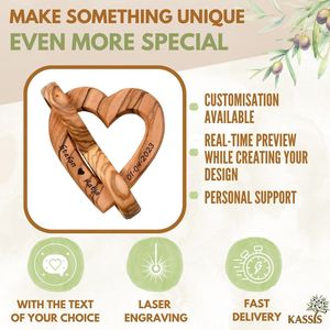 Adorno Personalizado Art Deco de Madera de Olivo con Forma de Corazón Infinito de 7.5 cm, Grabado Personalizado, Regalo de Boda, Bethlehem-Kassis Geschenkatikel - Product Image 5