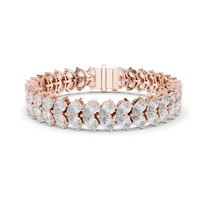 สร้อยข้อมือเพชรเทียมทรงลูกแพร์ 17.582 กะรัต คุณภาพ VVS-VS สี EF เพชร CVD ทอง 18KT 14KT 10KT เงิน 925 โรสโกลด์ สำหรับผู้หญิง - Product Image 3