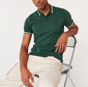 Custom High Quality Soft With <b>Stretch</b> <b>Men's</b> Polo <b>Shirt</b> Short Sleeved Button Placket <b>Shirt</b> - Product Image 4