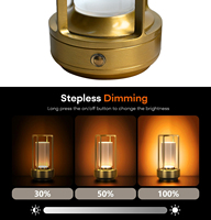 Lanterne de table LED portable de luxe à 3 couleurs, rechargeable, en cristal, pour restaurant extérieur, lampe d'ambiance