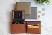 Dompet Lipat Dua Kulit PU yang Dapat Diukir Laser, Tempat Kartu ID, Dompet Pria Kulit Vegan Kustom, Dompet Pribadi Berukir Mineti MLAW CN