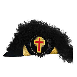 Past Commander Knights Templar Chapeau All Black Plumes Premium Masonic Regalia Product - Product Image 1