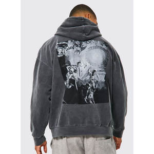 Oversized hoodie manufacturers premium cotton <b>plain</b> plus size men's <b>hoodies</b> cropped drop shoulder pullover sweatshirt - Product Image 4