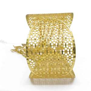 Wholesale Wide 14K 18K 24K Dye Gold Plated Filigree Or Lattice Cuff Bracelets, Traditional <b>Kada</b> Design, Adjustable Cuff Bangle. - Product Image 3