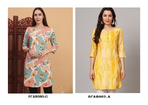 Fabrication indienne pour femmes Kurti ethnique en coton rayonne doux et léger pour le bureau ou se réunir disponibles à bon prix - Product Image 2