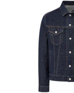 Veste en jean bleu foncé pour homme avec boutons devant, design classique de poche, lavage lourd, streetwear décontracté, vêtements d'extérieur, couleur indigo profonde - Product Image 3