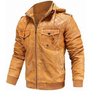 Chaqueta de moto de invierno de cuero auténtico para hombre, servicio OEM, suministro a granel, chaqueta de moto a prueba de viento con características de talla grande - Product Image 2