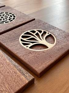 High Quality Wooden <b>Coasters</b> for Cups & Glasses | Handmade Natural Wood <b>Drink</b> <b>Coaster</b> Set | Durable Heat Resistant - Product Image 4