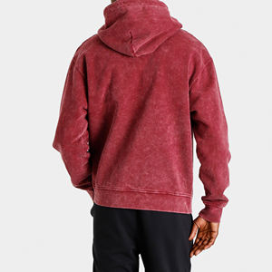 Unisex Long Sleeve Acid Wash Fleece Hoodie Polyester/Cotton Eco-Friendly Customizable Pullover with Customized Logo for Winter - Product Image 2