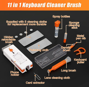 Kit de nettoyage pour clavier d'ordinateur portable 11 en 1, kit de nettoyage électronique pour iPhone, brosse pour téléphone portable, outil pour <span class=keywords><strong>Airpods</strong></span>, tablette, ordinateur - Product Image 6