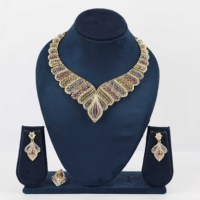 Parure de bijoux en laiton tricolore de Turquie, ensemble de colliers plaqués trois tons, parure de bijoux fantaisie, bijoux artificiels de luxe tricolores.
