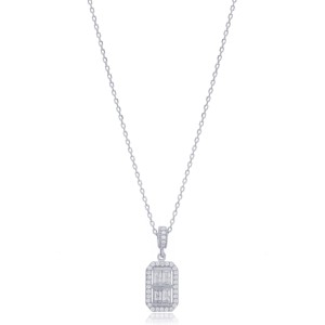 Collier en argent sterling 925 fait main turc avec pendentif rectangulaire à quatre pierres baguette, vente en gros - Product Image 4