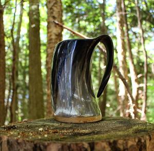 แก้วเบียร์เขาวัวขัดธีมนอร์สพร้อมที่จับงานฝีมือธรรมชาติถ้วยมธุรสฮอร์นสไตล์ทางศาสนา - Product Image 4