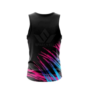 เสื้อกล้ามผู้ชายแบบไม่มีแขน พิมพ์ลายไล่เฉดสีแบบ Sublimation ระบายเหงื่อได้ดี ผลิตจากโพลีเอสเตอร์ เหมาะสำหรับเล่นกีฬา ทรงปกติ - Product Image 3
