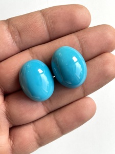 58,55 carats de cabochons turquoise d'Arizona, 2 pièces, paire pour la fabrication de bijoux fins, pierre précieuse naturelle - Product Image 5