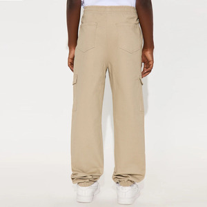 Pantalones Cargo con bolsillos y cordón Tela de algodón duradera Suave Transpirable Cómodo Cintura ajustable Múltiples con bolsillos - Product Image 2
