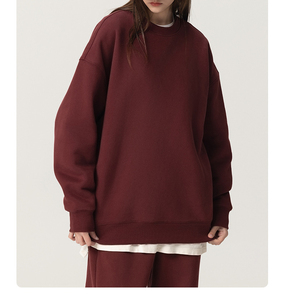 Sudadera de cuello redondo invierno peso pesado 350GSM algodón polar hombres colores lisos sudaderas con capucha para logotipo personalizado - Product Image 5