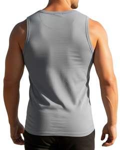 Camiseta sin Mangas para Hombre, Ajustada, Deportiva, para Gimnasio, Tejido Elástico, Color Gris Sólido, Chaleco de Fitness, Fabricante Personalizado, Venta al por Mayor - Product Image 4