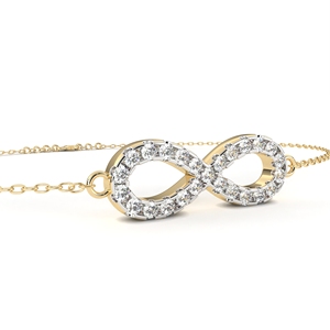 <b>Infinity</b> Diamond <b>Bracelet</b> 925 Silver Rhodium Plated Round Brilliant Cut Prong Setting Minimalist Chain Link Unisex Everyday Wear - Product Image 3