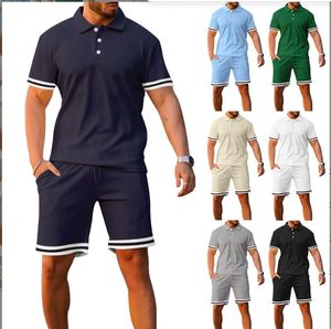 Pantalones cortos de manga corta con solapa para hombre, conjunto deportivo y de dos piezas - Product Image 4