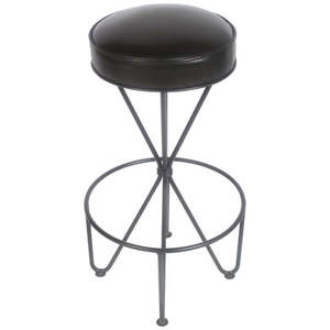 Tabouret de bar moderne noir de petite taille, en acier et en cuir, pour l'atelier, l'école, le salon, l'hôtel, meubles commerciaux - Product Image 1