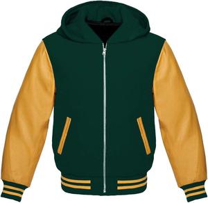 Chaqueta universitaria de calidad de lujo para hombre, cuerpo de lana, Mangas de cuero, gran oferta, estilo de jugador de béisbol con parche de letra de chenilla - Product Image 1