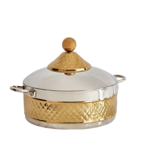 Ustensiles de cuisine alimentaires Acier inoxydable Argent Fini Hotpot avec couvercle Casserole décorative à la main Casserole de table Servant Hotpot - Product Image 5