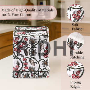 กล่องใส่กระดาษทิชชูแบบมีระบายสีชมพูปะการัง ทำมือโดย Ridhi ดีไซน์คลาสสิก เป็นมิตรกับสิ่งแวดล้อม ทนทาน ลายพิมพ์บล็อก สวยงาม ใช้เป็นที่ใส่ผ้าเช็ดปากได้ - Product Image 3