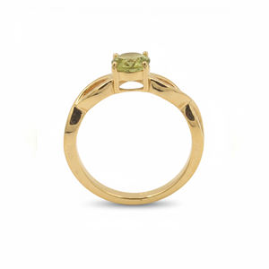 Bague en argent sterling 925 avec pierre de péridot ronde, plaquée or et rhodium, bijoux de créateur classiques - Product Image 6
