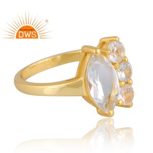 Bague en argent sterling plaqué or 18 carats avec améthyste verte naturelle et topaze blanche au design fait à la main Fournisseur de bijoux au design personnalisé - Product Image 4