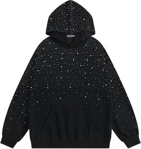 Sweat à capuche unisexe 100% coton personnalisé couleur noir Sweat à capuche en strass des fabricants de vêtements - Product Image 1