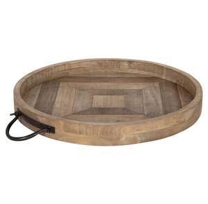 Bandeja de servicio de forma redonda de metal de madera clásica para el hogar decorativo hotel restaurante bar utensilios de cocina Decoración de mesa hecha en India 2025 - Product Image 4