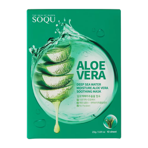 Masque apaisant à l'aloe vera de la marque cosmétique coréenne n°1 SOQU, masque hydratant pour le soin quotidien de la peau, apporte des nutriments à tous les types de peau. - Product Image 1
