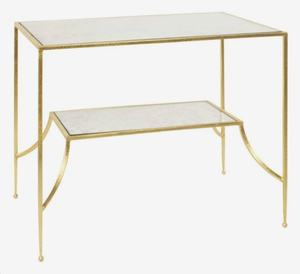 Console durable Table d'entrée Meuble Rectangle Centre de café Table d'appoint Meuble laiton vintage luxe Aluminium fer bois - Product Image 4