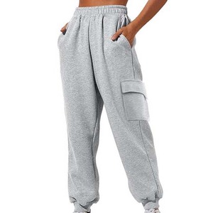 Joggers atléticos personalizados Pantalones de chándal para mujer Precio al por mayor Pantalones de cintura alta lisos de gran tamaño con estampado de logotipo personalizado - Product Image 1