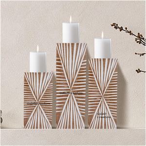 Wholesale Rate Pure Mango Wood Pillar <b>Candle</b> Holder Stand Hand-Curved Design Whitewashed Set Home Hotel Easter - Product Image 3