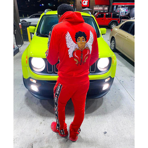 Sweat à capuche et pantalon de survêtement unisexe personnalisés avec logo imprimé pour la gym, le jogging et l'hiver Vente en gros OEM - Product Image 2