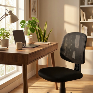 Seattle Modern Lift <b>Chair</b> Black/Black Swivel Executive <b>Chair</b> Fixed Headrest Leather Mesh PP Fabric Iron Home Office Hotel - Product Image 4