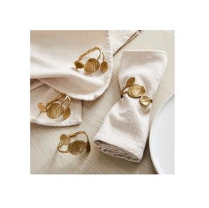 Nouvel anneau de serviette en métal plaqué or, porte-serviettes en forme de feuille plaqué or, prix de gros - Product Image 2